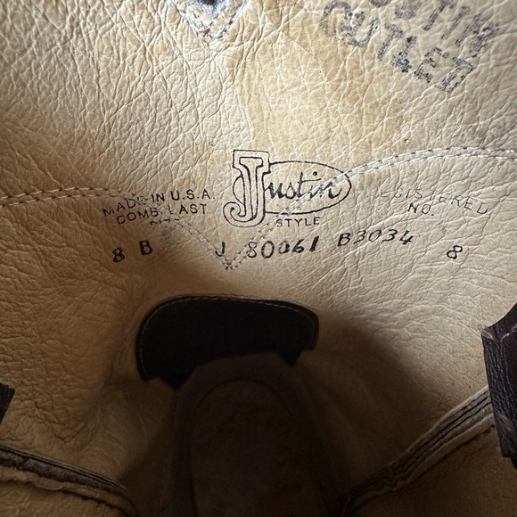 Justin Roper Boots Women’s 8B Brown Leather Western Cowboy Boots USA Made - Picture 8 of 8